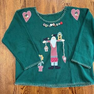 Handmade Custom Green Vintage Sweatshirt Buttons Man Holiday Small-Medium